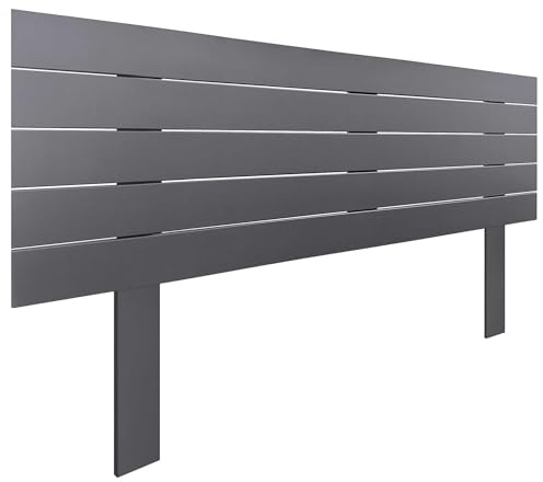 DHOME Cabecero de Madera reciclada DM con Patas Estilo Palet Horizontal Cama Palets Herrajes incluidos (135cm, Gris Sólido)