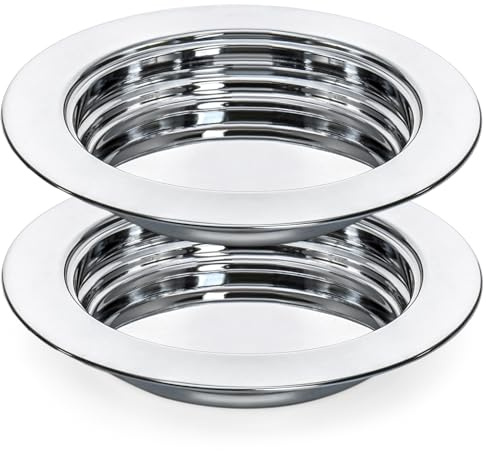 Bekith Confezione da 2 piatti per comunione per chiesa, comunione, vassoio per pane in acciaio inox, set di forniture per chiesa, argento