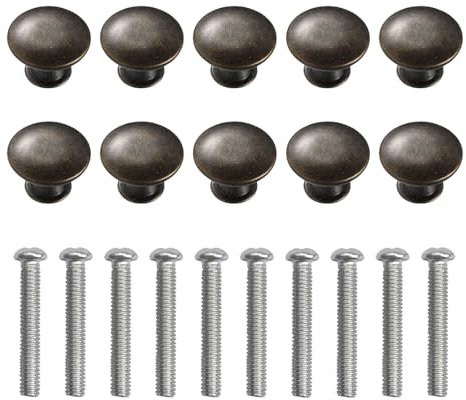 Lot de 10 boutons de tiroir - Vintage - Bronze antique - Rond - Avec 10 vis - Boutons de porte - Pour armoire, tiroir, meubles, armoires de cuisine