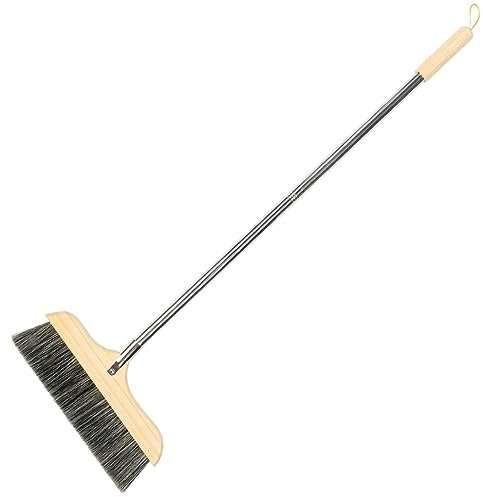 BATHVEVE Balai en Bois à Long Manche 120 Cm Balai à Poils De Sanglier Doux Noirs Manche Inoxydable Antistatique pour Sols Et Tapis Usage Intérieur Quotidien