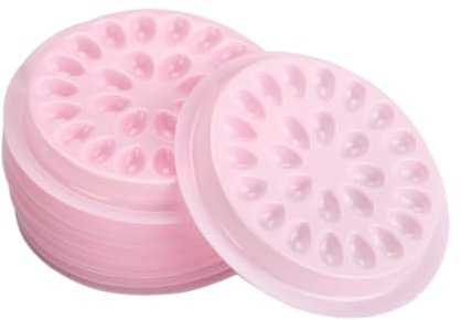 Healvian 10piezas Bandeja De Pegamento Para Pestañas Paleta Adhesiva De Material Plástico Color Rosa Unidades Soporte Auxiliar Para Injerto De Pestañas