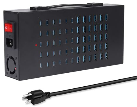 400W USB Charging Station, 60 Port USB C Charging Station for Multiple Device, Multi USB Desktop Charger Station with Smart IC Protection, Suitable for Home, Office, Hotels, Schools