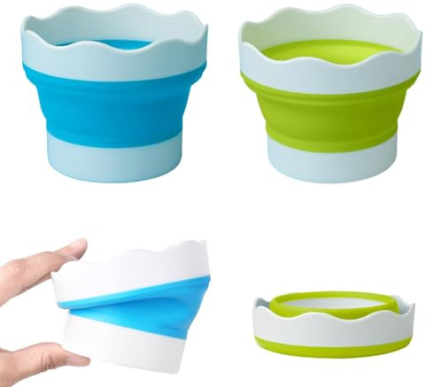 2 Piezas Copa Silicona para Pintar Recipiente para Agua Caja Pinturas Copa Plegable para Pinceles Copa Plegable para Pinceles para Acuarelas Témperas Gouaches y Pinturas Acrílicas Limpie el Pincel