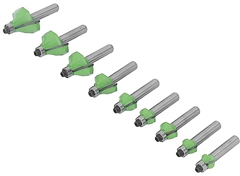 9 Pezzi Frese per Filettatura con Codolo da 8 mm, Frese per Router Legno Tungsteno, per Bordi e Profilatura, Set Completo per Lavorazione del Legno