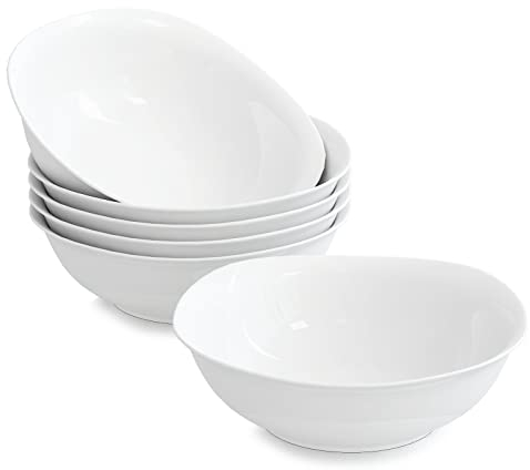 MALACASA, Serie Elisa, 6 teilig Set Porzellan 6,7 Schalen Müslischüssel Salatschüsseln Dessertschälchen für 6 Personen