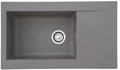Respekta Denver Mineralite-Verbundstoffspüle in Betongrau / 1 Becken Einbauspüle in 86 x 50 cm/Spülbecken geeignet für Unterschränke ab 60 cm Breite