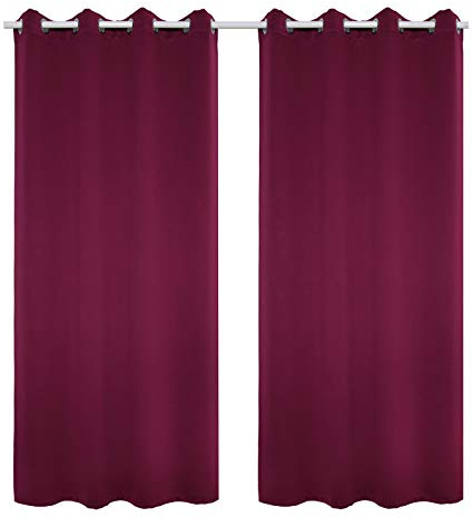 WOLTU 2er Set Gardinen, Vorhang für Wohnzimmer Kinderzimmer, mit Ösen, Leicht & Weich, Wärmeisolierend, 140 x 225 cm, Dunkellila