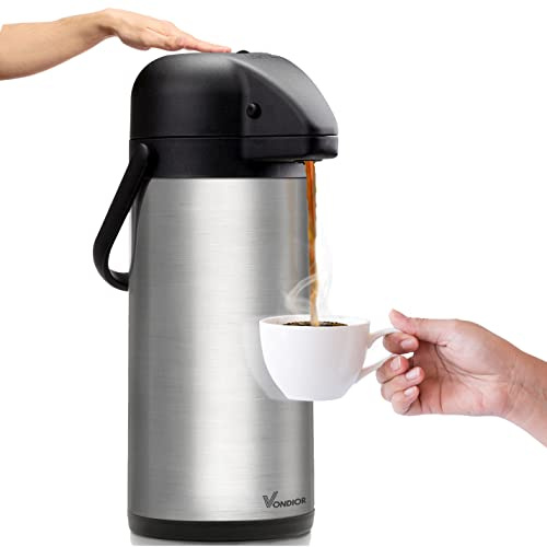 Coffee Carafe for Keeping Hot - 102oz/3L Airpot Coffee Dispenser with Pump - Insulated Stainless Steel Hot Beverage Dispenser for Parties - Thermal Carafe for Hot Drinks Water Tea Chocolate