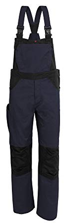 Qualitex X-Serie Unisex Latzhose in Marine/schwarz Größe 68, Lange Arbeitshose für Herren und Damen, Cargohose mit vielen Taschen