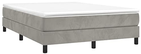 vidaXL Boxspringbettgestell, Polsterbett Bett für Schlafzimmer, Bettrahmen mit Lattenrost Stützbeinen, Schlafzimmerbett Doppelbett, Hellgrau 140x190cm Samt