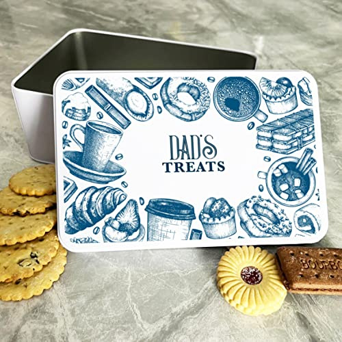 Fingerprint Designs Classic Blue Rectangular Biscuit Tin - 192x127x75mm - Airtight, Durable, Sturdy for Dad, Grandad, and Step Dad