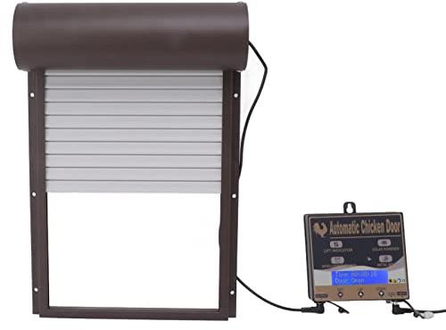 Automatisk Hönshusdörr Programmerbar Hönsgårdsdörr i Aluminium med Timer Ljussensor Fjärrkontroll 3 Lägen Aluminium Hönsdörr Automatisk Hönsgårdsdörr (Brun)