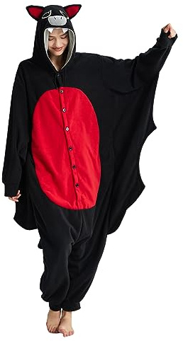 Dodheah Bat Onesie Adulto Halloween Pigiama Nero Animale Cosplay Costume Sleepwear Jumpsuit One-Piece per Le Donne Uomini XL