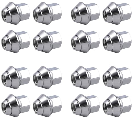 Bohaner 16 Stück Radmutter M12 x 1,5 Einteilige Chrom-Radmuttern Stahl Eichelsitz-Radmuttern für die Ford Mondeo Fiesta Focus(Silber)