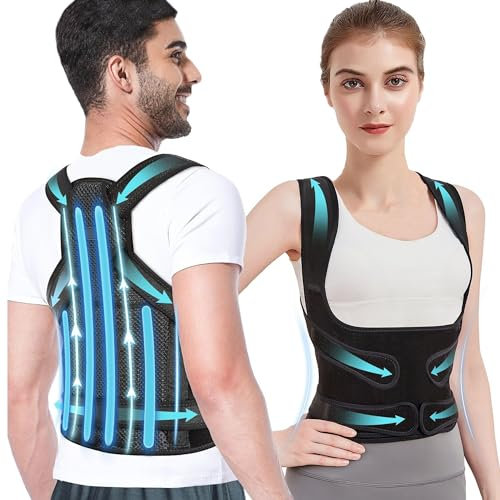 Rücken Geradehalter, Haltungskorrektur Rücken Damen Herren, Skoliose und Rundrücken Korrektur Bietet Form für Nacken Schultern Zurück, Einstellbare volle Rückenlehne für Frauen und Männer (L)