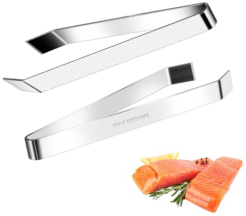 Qianyu 2 pinzette professionali da cucina in acciaio inox, pinzette professionali per spina di pesce, pinzette a spina di pesce, pinzette per pesce, pollo, anatra, maiale, cuoco e frutti di mare