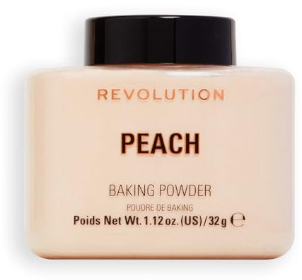 Revolution Beauty London, Loose Baking Powder, Prolongs Makeup Wear, Brightening Setting Powder, For All Skin Tones, Peach, 32g