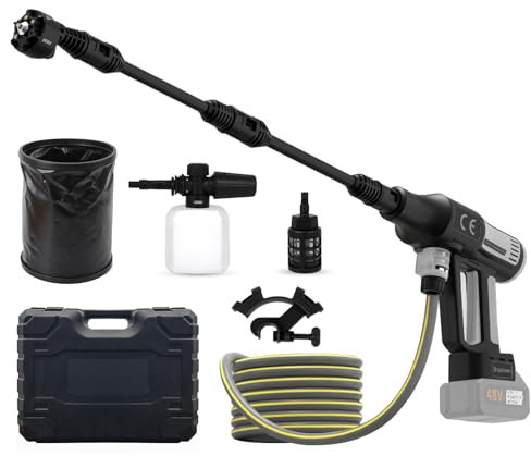 Nettoyeur Haute Pression sans Fil, 610 PSI 380W Pistolet à Eau Portable Haute Pression Compatible avec Makita 18V Batterie, 3 Modes avec Tuyau de 5m, Buse 6 en 1 pour Le Nettoyage (NO Battery)