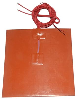 FLORIG Druckerzubehör kompatibel mit Silikon-Heizkissen, 200 mm x 200 mm, für Heizbett von 3D-Druckern (Farbe: Schwarz, Größe: 220 V, 250 W)(Red,12V 200W)