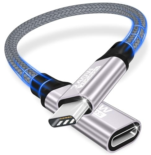 Câble d'extension USB C,20 Gbit/s/240W/5K@60Hz Rallonge USB C 3.2 0,2m,4K@144Hz Câble d'extension vidéo Type CMâle vers femelle Compatible avec iPhone 16/Plus/Pro/ProMax/iPhone 15/MacBook Pro/iPadPro