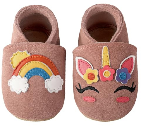 Aiseyi krypskor, lära-gå-skor, babyskor, halkfria läderskor, mjuka babyskor, ventilerande läderskor, spädbarn, med gummiband för hemmet, Kita, ROSA, 12-18 månader