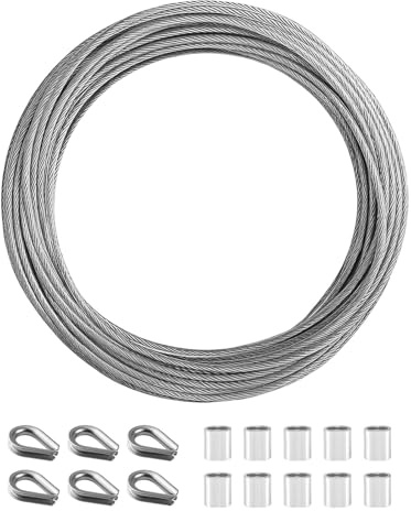 10m 2mm Stainless Steel Wire Rope Cable Heavy Duty PVC Coated Steel Wire