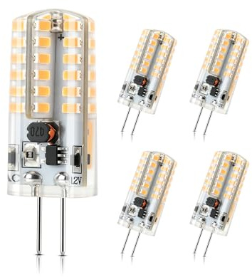 AGELCK G4 LED Birnen Warmweiß 2700K, 2W Ersetzt 20W Halogen, 360° Abstrahlwinkel Flackerfrei, 12V AC/DC G4 Stiftsockellampe Nicht Dimmbar, Energiesparlampe für Küche Wohnzimmer, 5er Pack