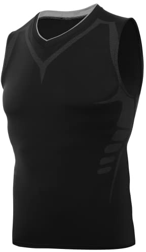 AMZSPORT Camiseta de compresión sin Mangas para Hombre Deportes de Secado Rápido Baselayer Funcionamiento Tirantes