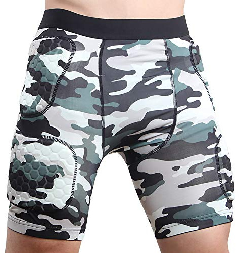 QIKEGooods Men's Goalkeeper Padded Shorts Football Protective Gear Set Training Camo Suit for Soccer Rugby Basketball Paintball Hip Protector Shorts