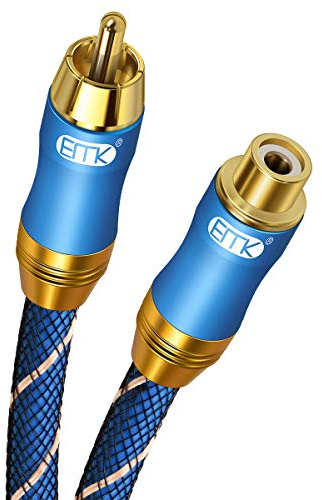 EMK Subwoofer Extension Cable(10ft/3m) Coaxial Male to Female Cable Gold Plated Copper Shell Heavy Duty Digital Coaxial Audio Cable Subwoofer Cable for Home Theater, HDTV, Amplifiers, Hi-Fi Systems