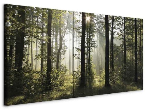 murando - Tableau Acoustique Paysage 225x90 cm 5 Parties - Décoration Isolation Phonique Bureau Chambre Panneau Insonorisant Impression sur Toile - Arbre nature artistique c-B-0288-b-m