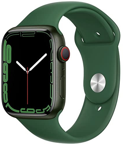 Apple Watch Series 7 [GPS + Cellular 45mm] Green Aluminum Case with Clover Sport Band (Renewed)
