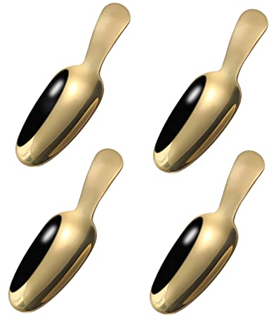 4 Pezzi Cucchiaio da Dessert Cucchiaini da Caffè Piccoli 9cm Cucchiaio da Tè d'oro in Acciaio Inossidabile, Mini Cucchiaio da Dessert Cucchiaio da Gelato, Adatto per Caffè Zucchero Dessert Zuppa