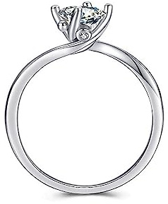 Bellitia Jewelry Anillos Banda Plata de Ley 925 para Mujer, Anillo Solitario Compromiso Alianzas Boda de AAAAA Circonita Cúbica de Diamantes Simulados Regalo Joyería, Corte Redonda
