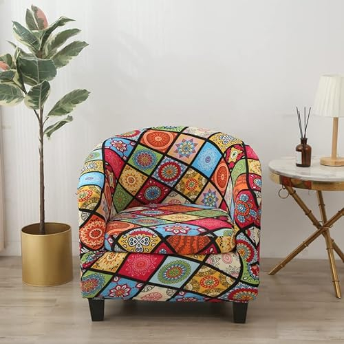 Morbuy Sesselbezug Stretch mit Armlehne, 2er Set Sessel Überzug Universal Sesselhussen Stretch Weich Sesselüberzug Elastisch Hussen für Clubsessel Cocktailsessel (Vintage Kaleidoskop)