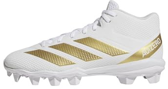 adidas Men's Adizero Impact.2 Molded American Football Sneaker, White/Gold Metallic/White, 15
