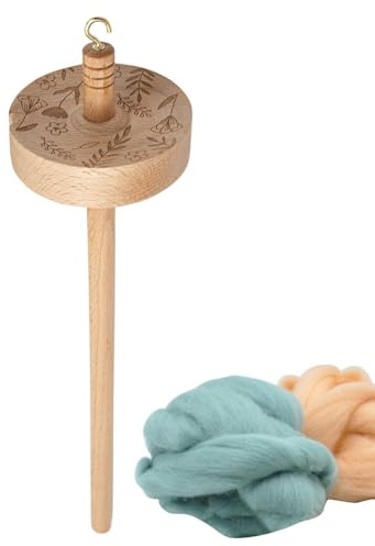 Holzspindel mit Muster – Fallspindel für Spindel, Wolle, Handspindel, Fallspindel für Garn, Drop-Spindel-Top-Whorl, für Anfänger, Nähen, Weben, Spindel, Stricken