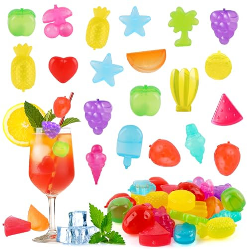 SilverChry Cubetti di Ghiaccio Riutilizzabili in Plastica Multicolore 30pcs - per Feste e Rinfrescare le Bevande (Frutta)