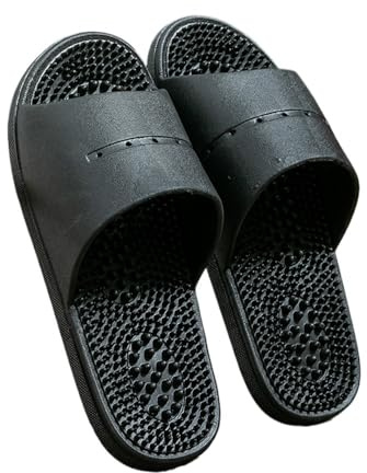 GHAKKE Chaussons De Massage des Pieds Femmes Hommes Sandales De Massage pour Fasciite Plantaire Chaussures De Douche Thérapeutiques par Acupression Chaussons De Réflexologie(Black,38/39 EU)