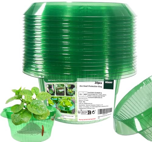 IKSAMY Lot de 20 colliers anti-limaces et escargots - Protection contre les escargots - Sans poison - En plastique - Pour plantes et jardin - Vert