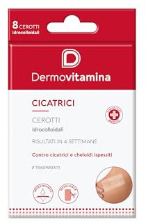 Dermovitamina Cicatrici Cerotti Idrocolloidali - 8 Patch Trasparenti, Impermeabili, Tagliabili - Per Cheloidi e Segni Ispessiti - Cerotti Cicatrici - Idratazione di Ferite Chiuse e Cicatrizzate