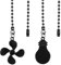Apausvcm 2Pcs Ceiling Fan Pull Chain Extenders, 13 Inch Beaded Ball Fan Chain Pulls with Fans and Bulb Ornaments Black Fans Pull Set with Connector Fit All Standard Ceiling Fans and Light Fixtures