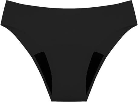 Enwye Bañador sin Costuras, Ropa Interior Menstrual de 4 Capas, a Prueba de Fugas, Color Negro, Talla S