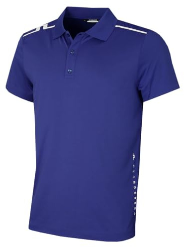 J.Lindeberg Mens Lionel Jacquard Wicking Polo Shirt - Clematis Blue - S