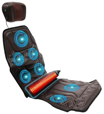 Massagesitzauflage, Massagematte mit 3 Heizstufen Wärme, Massageauflage mit 9 Stufen Massageintensität, Massagegerät für Rücken Nacken Schulter und Taille