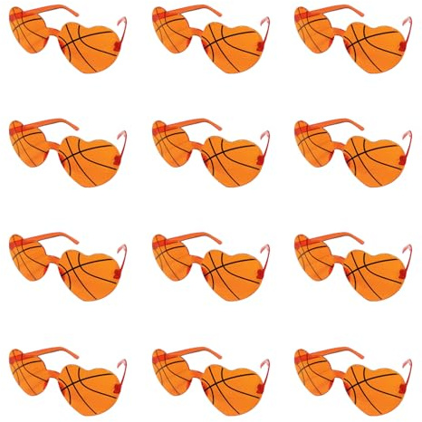 Layway 12 Pcs Sport Glasses Set,Football, Volleyball, Soccer, Basketball, Softball Sunglasses for Party Favors, Team Event Gifts (Basketball)