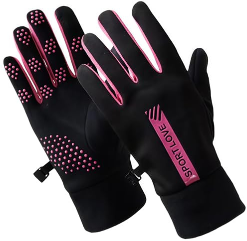 SamHeng Guanti termici da donna, sottili, invernali, impermeabili, touch screen, antiscivolo, foderati in pile, per sport all'aria aperta, ciclismo, guida, escursionismo, colore nero