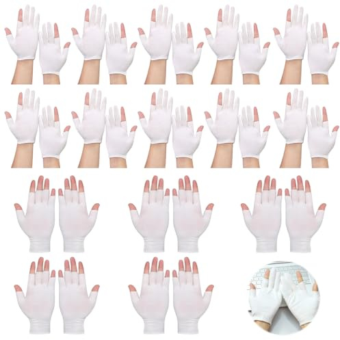 15 Paires Gants Coton Gant Coton Gant Mitaine Gants Hydratants Douces Et Respirantes Protection Uv Grande Élasticité Coupe Confortable Résistantes À L'abrasion Ne Gênent Pas Les Mouvements Des Mains