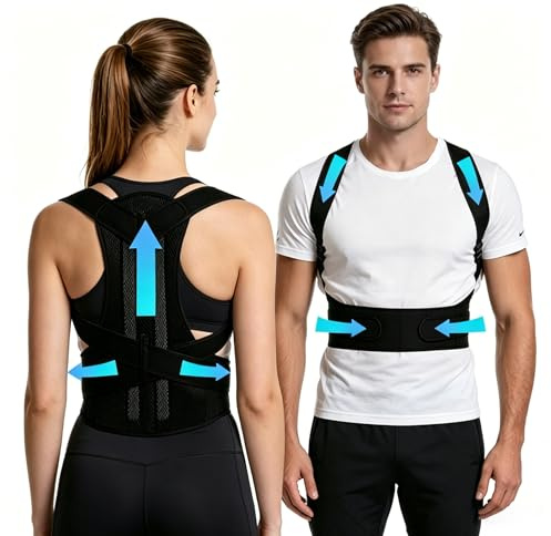 ZFFAFUR Posture Corrector Back Brace for Men and Women, Adjustable Full Back Support Belt, Shoulder Straightener for Improving Hunchback, Relieving Back Pain, and Supporting Spine Alignment