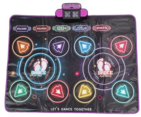 Xiuganpo Tapete de Baile Doble, Tapete de Baile Electrónico con Bluetooth para TV, de Juego de Fitness Antideslizante con Efectos de Iluminación para Niños Adultos, Juguete de